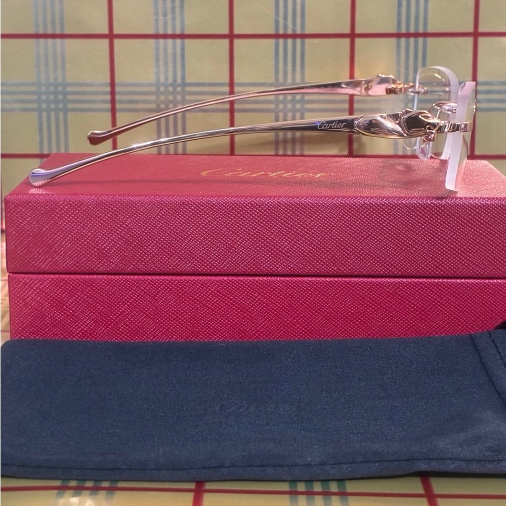 Cartier Panther Unisex Rimless Glasses - Picture 4 of 5